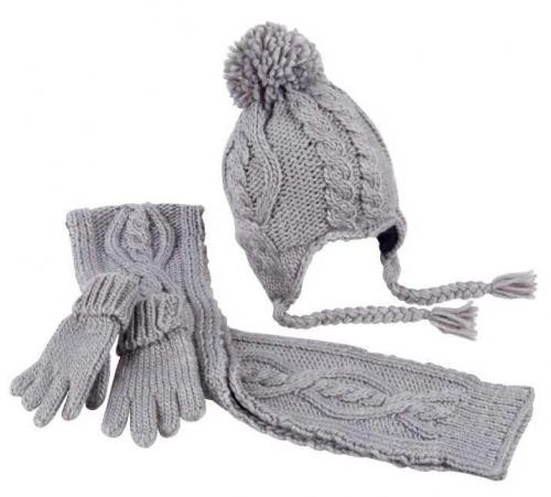 ニット帽子&マフラー・手袋セット ケーブル編み 【グレー】 | インポート・ベビー・子供用品の通販サイト アンファン
